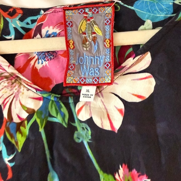 Johnny Was Multicolor Floral Blouse Size XL Long Sleeve Boho - Picture 5 of 6